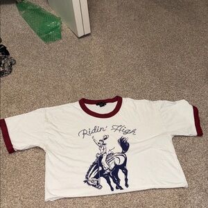 Ridin' High Cowboy Graphic T-Shirt - White & Red